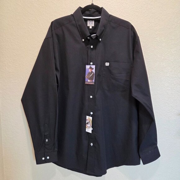 Cinch Western Shirt Men's Large Black Long Sleeve Button Up - Picture 1 of 8
